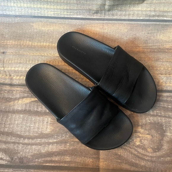 All Saints Shoes - All Saints Black Slide Sandals size 8